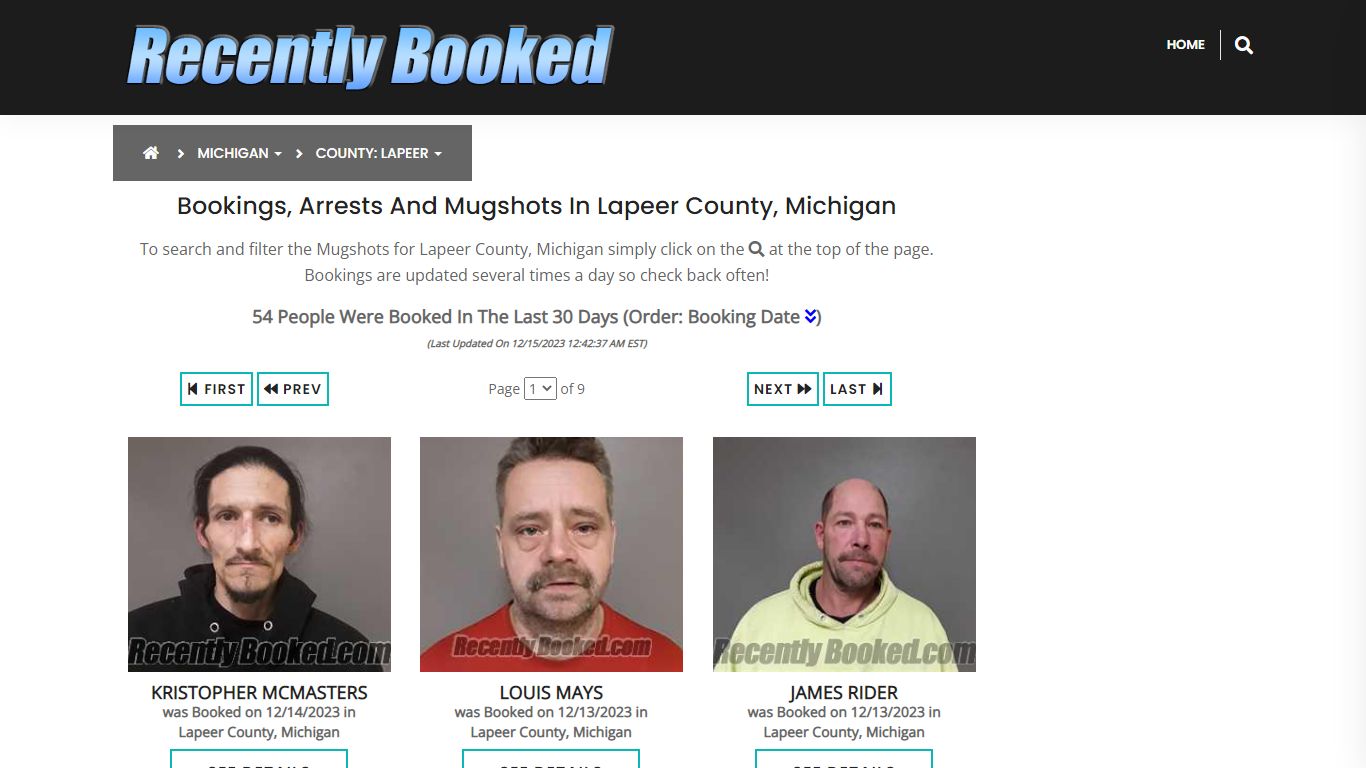 Recent bookings, Arrests, Mugshots in Lapeer County, Michigan