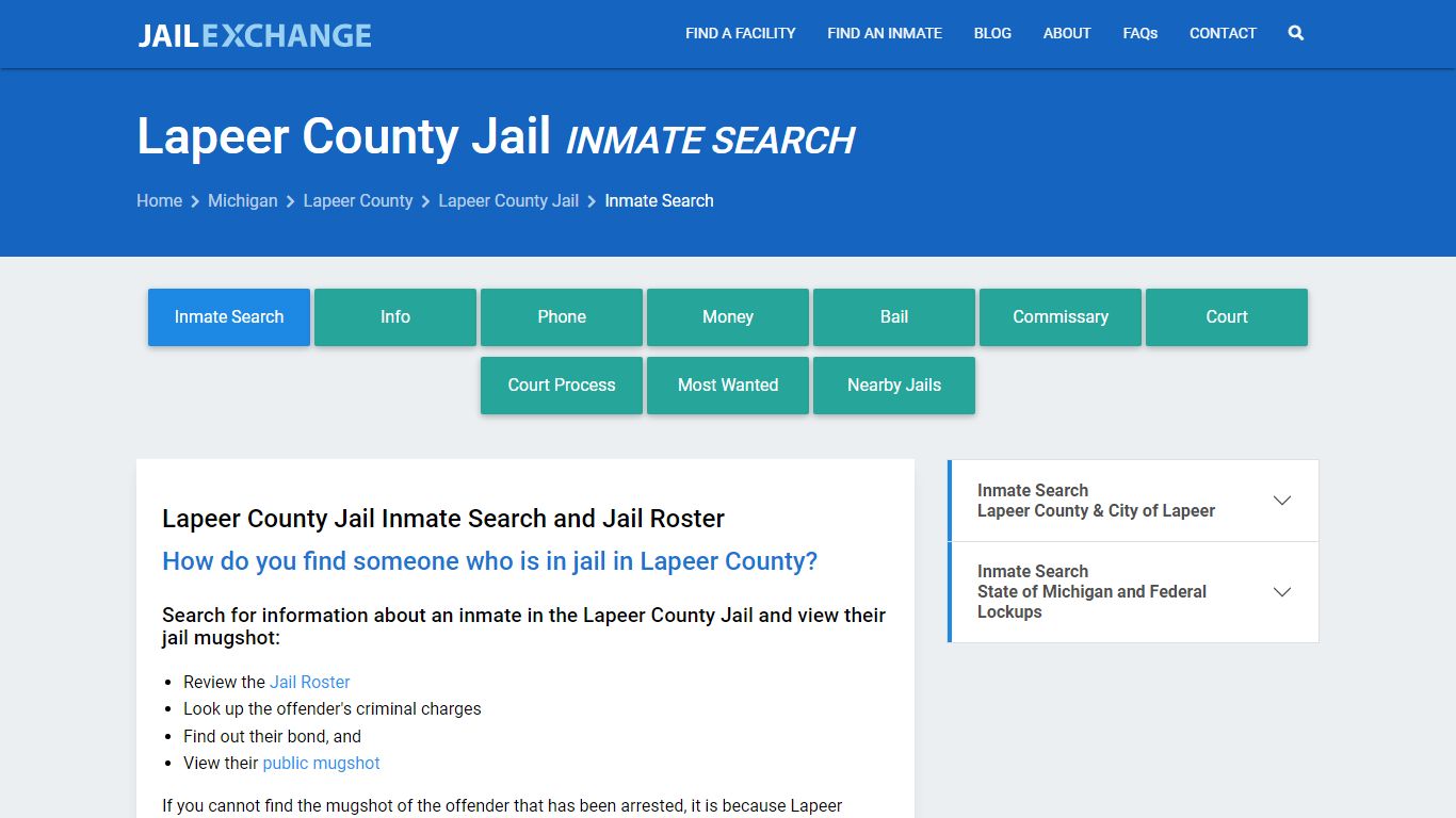 Inmate Search: Roster & Mugshots - Lapeer County Jail, MI